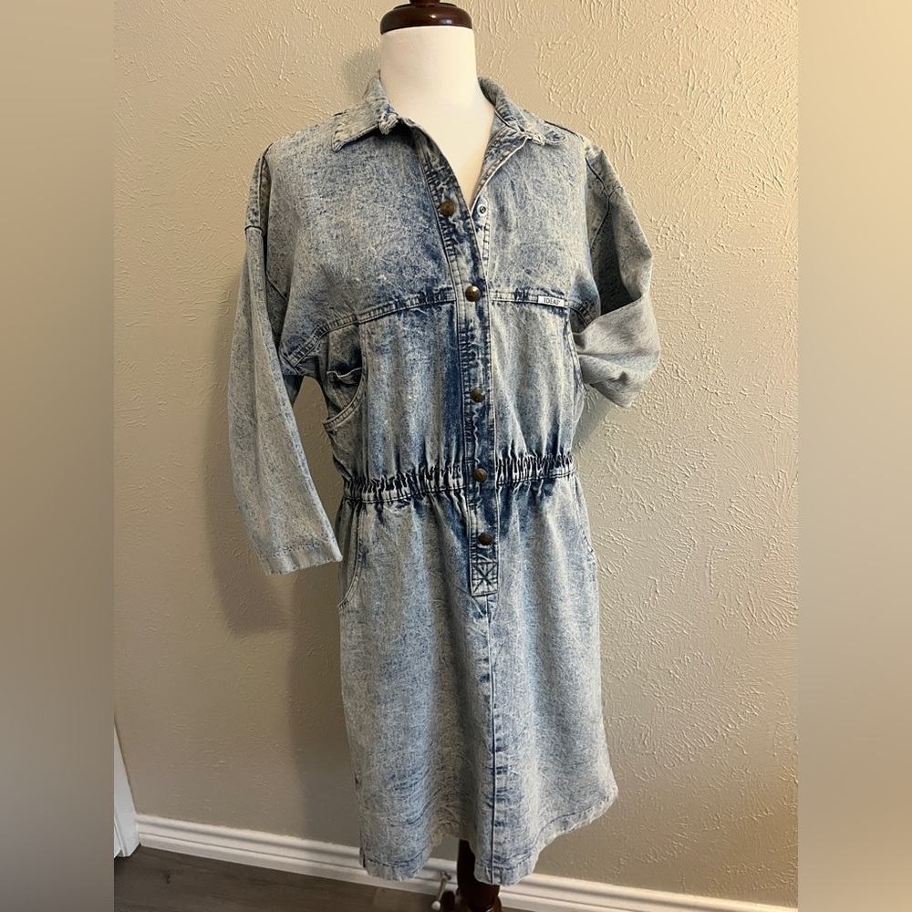VINTAGE Denim Jean Snap Button Dress